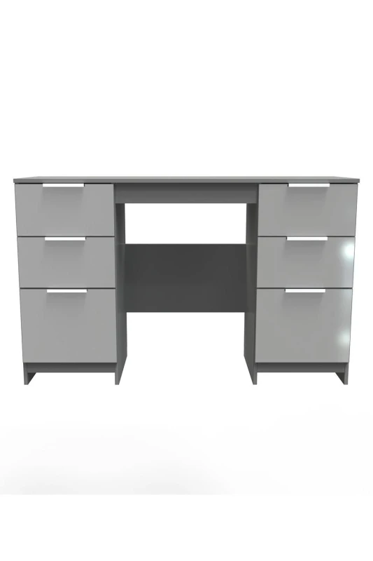 Image of Poole Double Pedestal Desk In Uniform Grey & Dusk Grey (Ready Assembled)