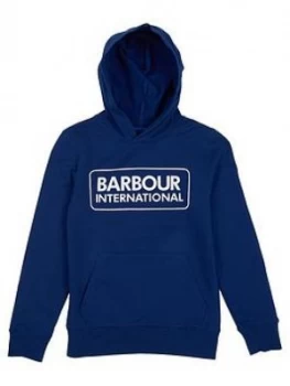 Image of Barbour International Boys Large Logo Hoodie - Inky Blue, Inky Blue, Size 14-15 Years