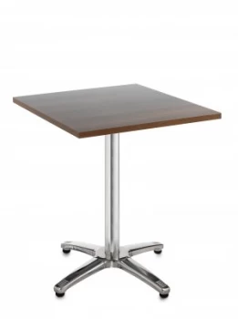 Image of Roma Square Table With 4 Leg Chrome Base 700mm - Walnut
