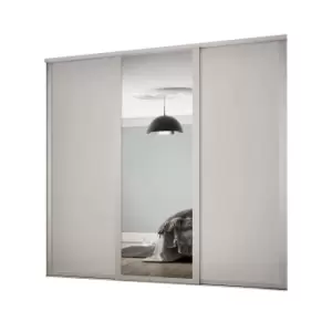 Image of Spacepro Contemporary Shaker Mirrored Dove Grey 3 Door Sliding Wardrobe Door Kit (H)2260mm (W)2592mm