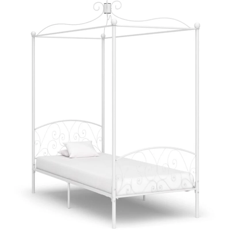 Image of VIDAXL 284468 Canopy Bed Frame without Mattress White Metal 90x200cm Vidaxl 8719883791623