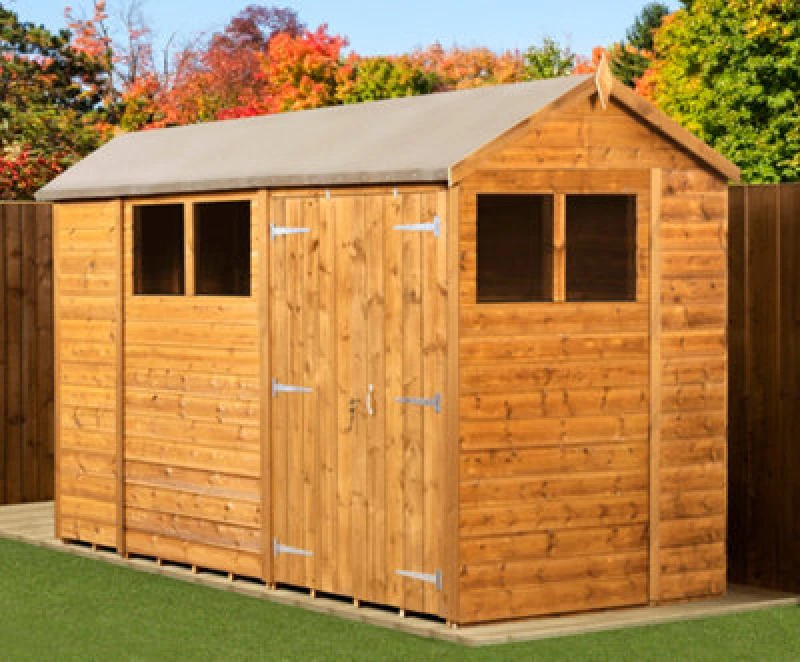 Image of Empire Sheds Empire Modular Apex 6X10 Dipped Treated Tongue And Groove Wooden Garden Shed Double Door Windows (6' X 10' / 6ft X 10ft) (6X10)