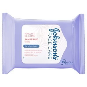 Image of Johnsons Face Care Make Up Be Gone Pampering Wipes 25 Wipes