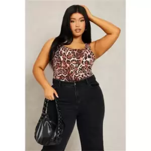 Image of I Saw It First Leopard Plus Size Super Soft Scoop Neck Sleeveless Bodysuit - Brown