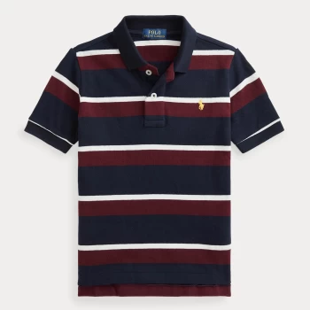 Image of Ralph Lauren Boys' Striped Polo Shirt - Hunter Navy Multi - 8 Years