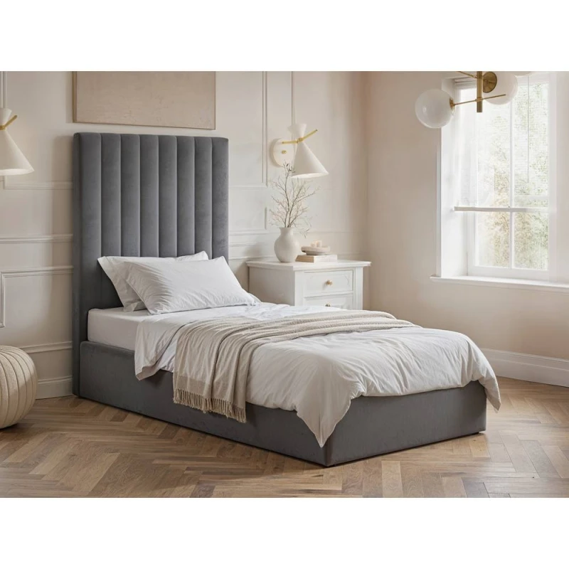 Image of Flair Everley Single Ottoman Bed in Grey Grey Unisex Single