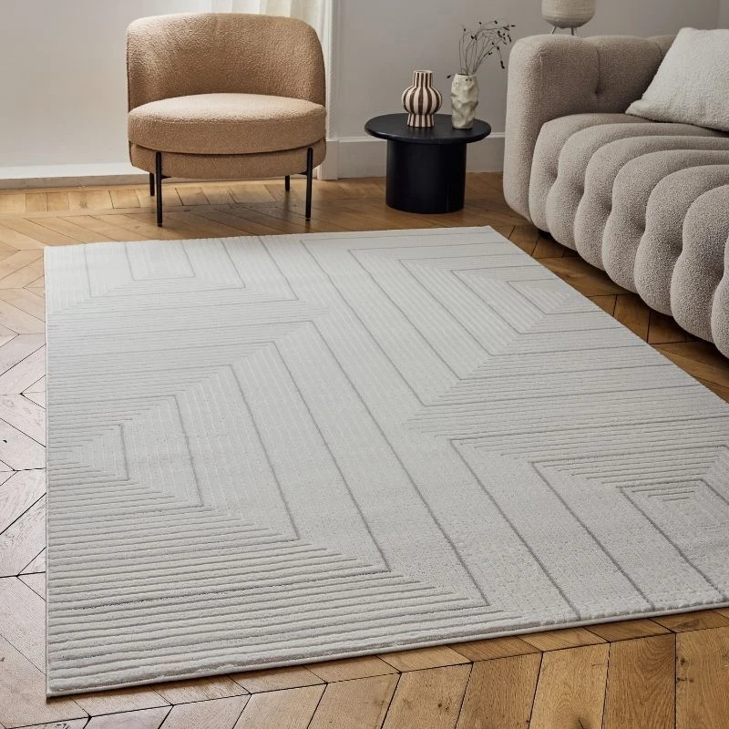 Image of THE RUGS Carmel Modern Area Rugs & Runners Geometric Stain Resistant in Grey Size: 80cm x 150cm Grey Unisex 80cm x 150 cm