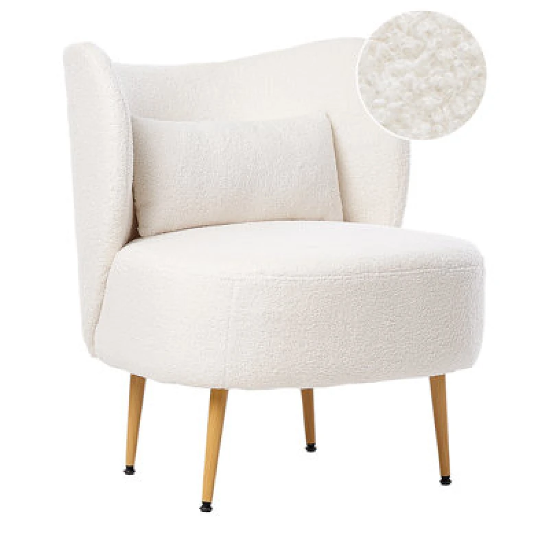 Image of Beliani Armchair Otsby Ii With Cushion Boucle Off-White