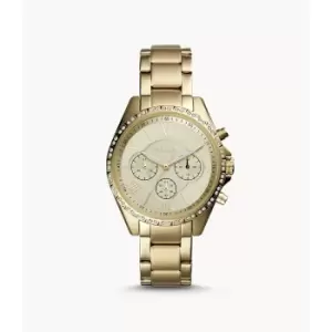 Image of Fossil Womens Modern Courier Chronograph Gold-Tone Stainless Steel Watch - Gold