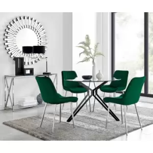 Image of Furniture Box Cascina Dining Table and 4 Green Pesaro Silver Leg Chairs
