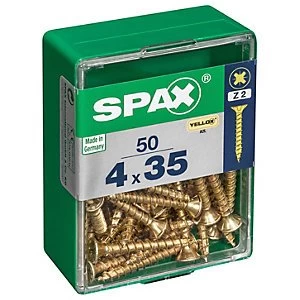 Image of Spax PZ Countersunk Zinc Yellow Screws - 4 x 35mm Pack of 50