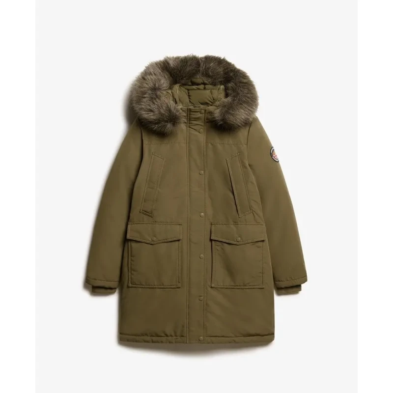 Image of Superdry Womens faux fur parka Superdry Everest Vert Female L