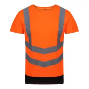 Image of Regatta Mens Pro Hi-Vis Short-Sleeved T-Shirt (S) (Orange/Navy)