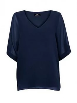 Image of Wallis Tab Sleeve Overlayer Top - Ink, Size S, Women