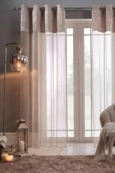 Image of Pair of Crushed Velvet Voile Eyelet Net Curtains