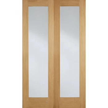Image of LPD Pattern 20 Unfinished Oak Glazed Internal Door Pair - 1981mm x 1372mm (78 inch x 54 inch)