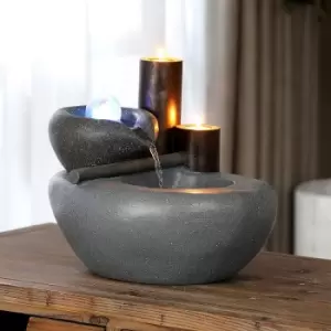 Image of Gudrum Cascading Bowls LED Garden Water Feature