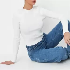 Image of Missguided Crew Neck Rib Knit Top - White
