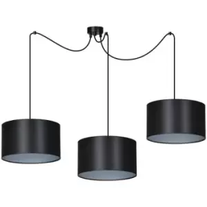 Image of Emibig Roto Black/Silver Pendant Ceiling Light with Black,Silver Fabric Shades, 3x E-27