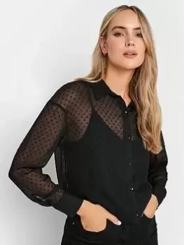 Image of Long Tall Sally Black Dobby Oversized Shirt, Black, Size 10, Women