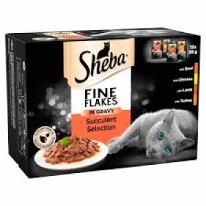 Image of Sheba Fine Flakes Succulent Selection in Gravy Cat Food 12 x 85g