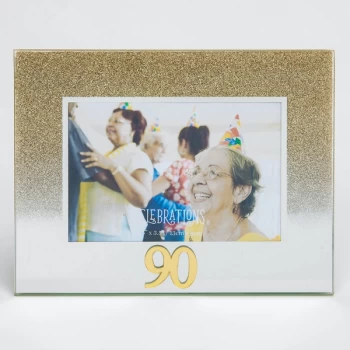 Image of 5" x 3.5" Gold Glitter Glass Birthday Frame - 90