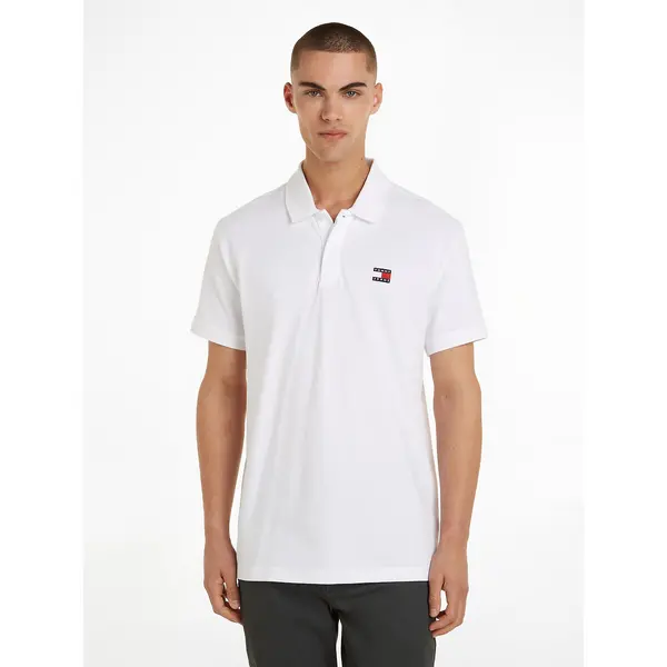 Image of Cotton Polo Shirt with Embroidered Badge Logo in Regular Fit