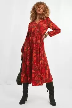Image of Vintage Tie Neck Long Sleeve Floral Dress