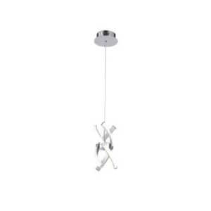 Image of Espirales Pendant 1 Light 12W LED 3000K, 840lm, Silver/Frosted Acrylic/Polished Chrome, 3yrs Warranty