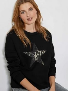 Image of Mint Velvet Black Animal Star Sweatshirt