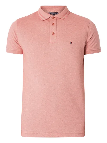 Image of Tommy Hilfiger Pretwist Mouline Slim Fit Polo Shirt Teaberry Blossom/White M