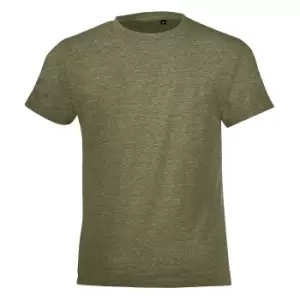 Image of SOLS Childrens/Kids Regent Short Sleeve Fitted T-Shirt (4 Years) (Heather Khaki)