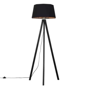 Image of Barbro Dark Wood Tripod Floor Lamp with Toke Shade