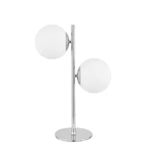 Image of Vandalia Contemporary Metal Orb Glass Ball Table Lamp Silver/White