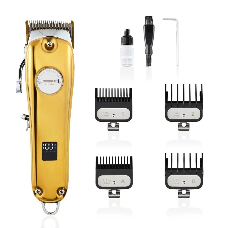 Image of Geepas Cordless Professional Hair Clipper Digital Electric Stubble Beard Trimmer Yellow
