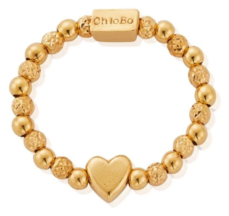 Image of ChloBo GR2HEART Inset Heart Gold-Plated Ring - Medium Jewellery