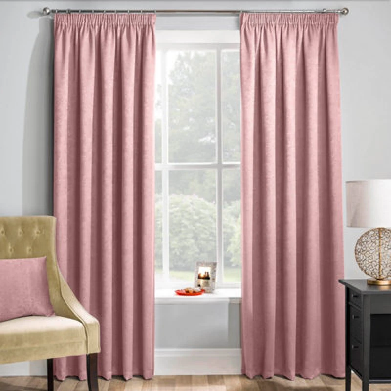 Image of Enhanced Living 'Matrix' Blush - Tape Top Thermal Noise Reducing Dim Out Curtains - Pair Pink