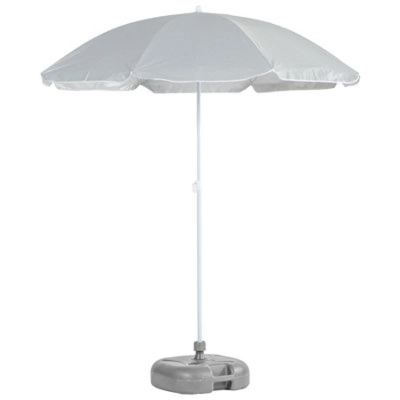 Image of Harbour Housewares Metal Beach Parasol & Base Set - 1.74 X 1.93M - Grey/grey