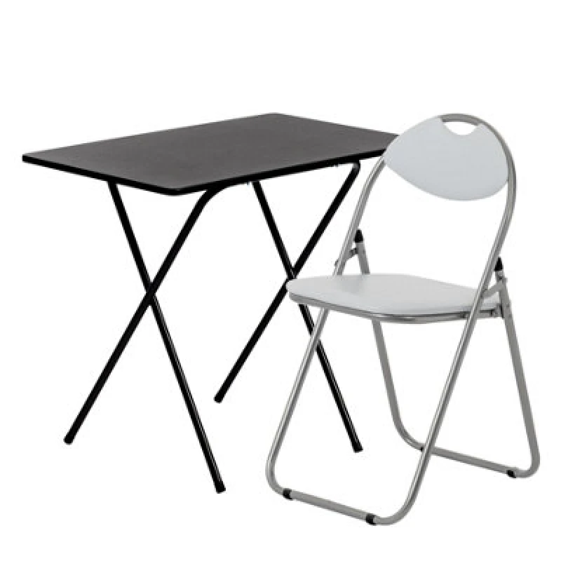 Image of Harbour Housewares Wooden Folding Desk & Chair Set - Black/white