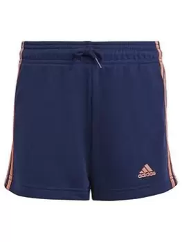 Image of adidas Sportswear Junior Girls Essentials 3 Stripe Shorts - Blue Size 7-8 Years