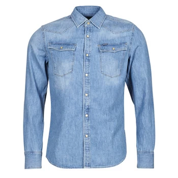 Image of G-Star Raw 3301 SLIM SHIRT LS mens Long sleeved Shirt in Blue - Sizes S,M,L,XL