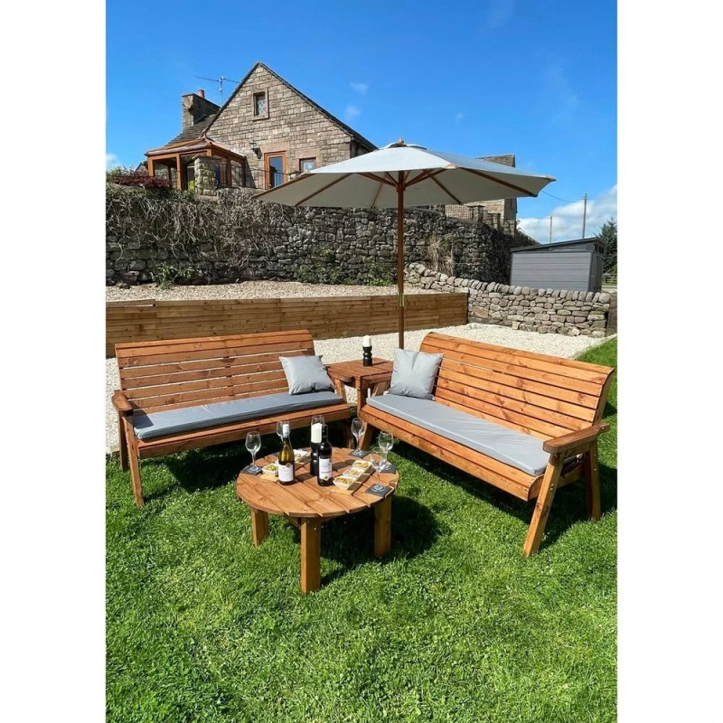 Image of Charles Taylor Six Seater Corner Garden Furniture Set - L240xW284xH98cm - Grey in Light Brown Light Brown Unisex