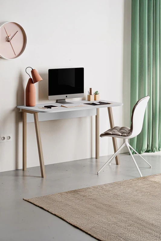 Image of FWStyle FWStyle Freestanding Student Study Desk Home Office Solid Matt White White One Size Unisex 5056413125538