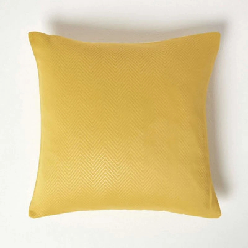 Image of Homescapes Herringbone Cushion Cover Mustard