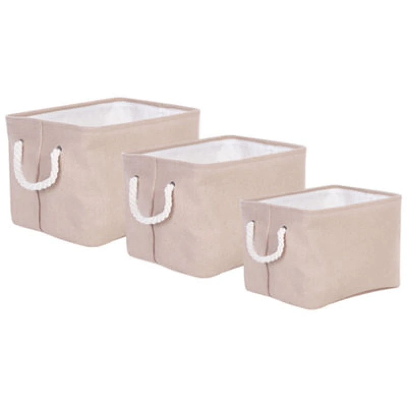 Image of Beliani Set Of 3 Baskets Darqab Cotton Taupe