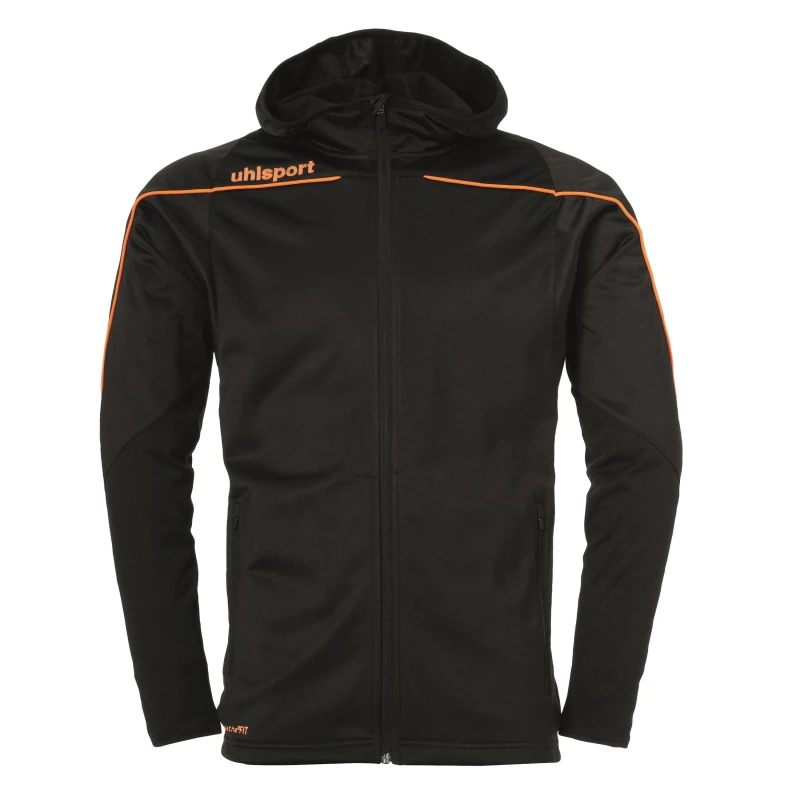 Image of Uhlsport Stream 22 Hooded Jacket Adults Performance Jackets Small Black 60251040350