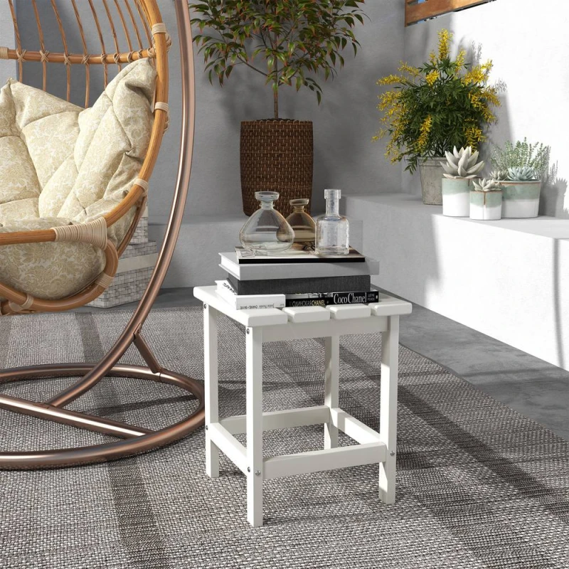 Image of OUTSUNNY Square Coffee Table, HDPE Side Table for Porch, Garden, White White Unisex