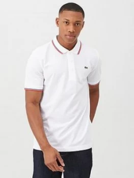 Image of Lacoste Sports Tipped Collar Polo Shirt - White, Size 6=Xl, Men