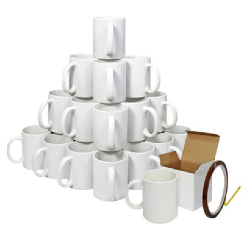 Image of Monstershop 36 White Sublimation Mugs With Boxes & Heat Tape Roll White