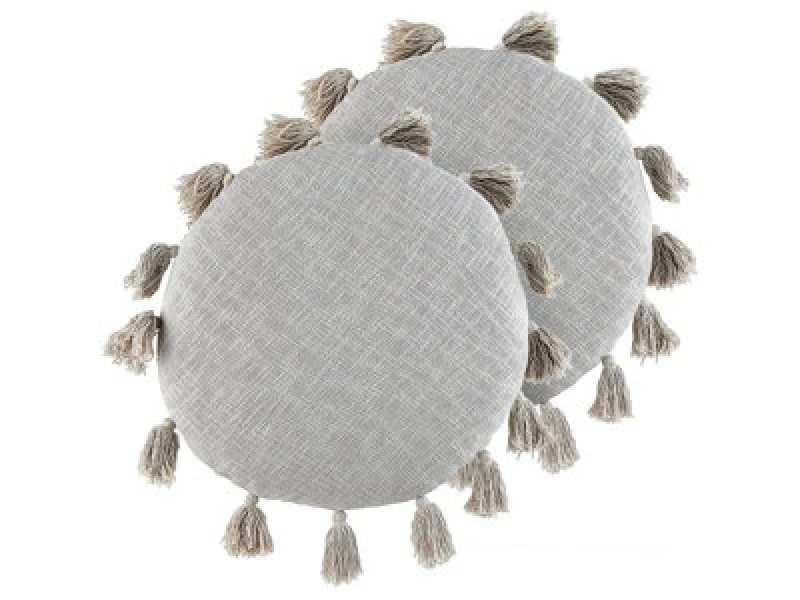 Image of Beliani Set Of 2 Decorative Cushions Madia Cotton 45 X 45cm Grey Solid
